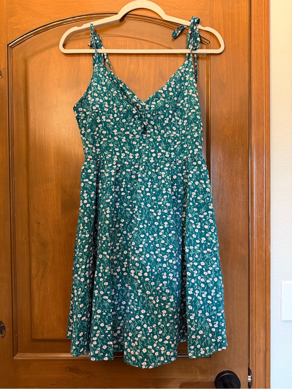 Teal Floral Tie-Strap Sundress